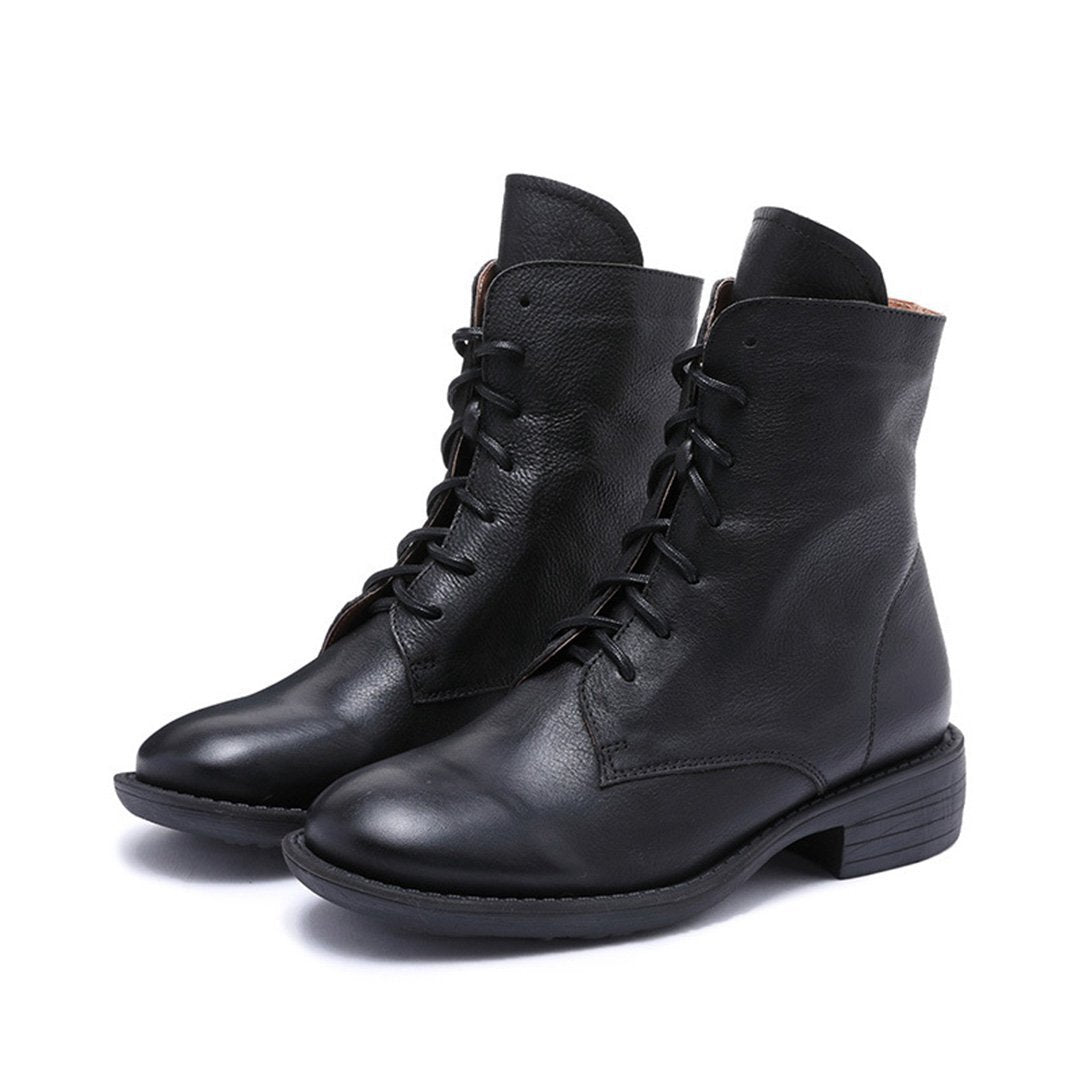 Martin Leather Plush Boots With Lace-Up Details 2019 New December 