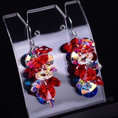 Multi-layered Grape Type Austrian Crystal 925 Sterling Silver Shiny Gift Earrings ACCESSORIES 