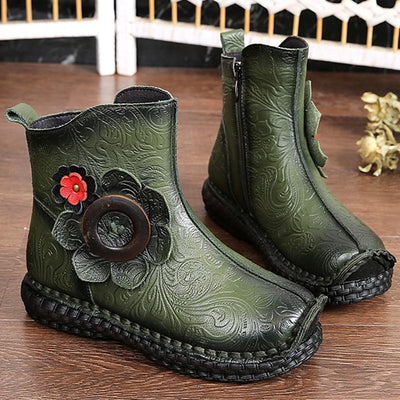 National Style Floral Comfortable Flat Boots 2019 April New 