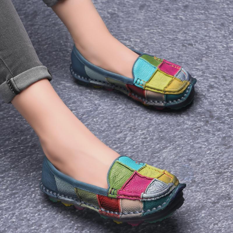National Style Leisure Retro Thickening Flat Bottom Handmade Shoes 35-43 2019 March New 35 Blue 