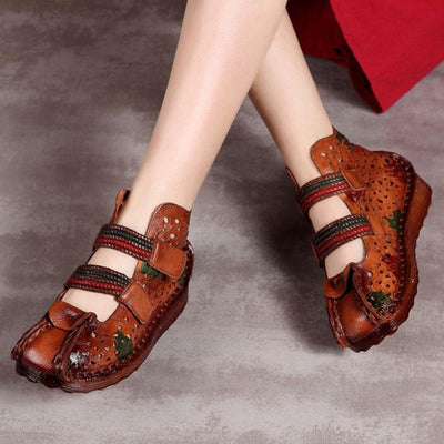 National Style Print Comfortable Flat Velcro Shoes 2019 April New 