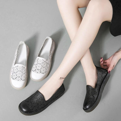 New Hollow Leather Casual Comfortable Women Shoes