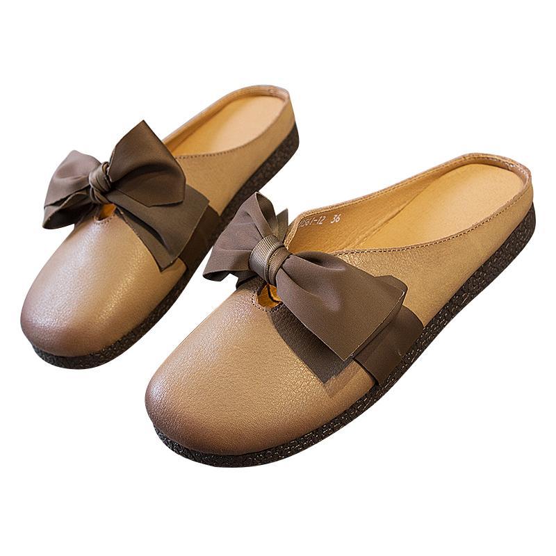 New Leather Flat Bottom Leather Women Slippers 2019 May New 
