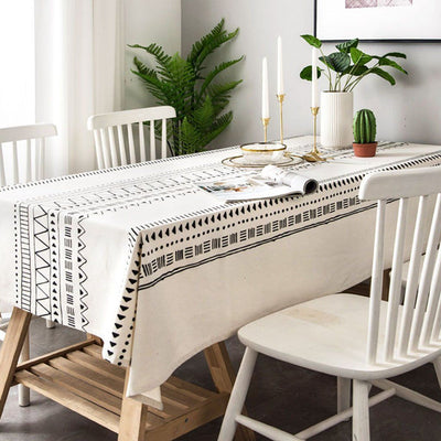 Nordic Cotton Linen Geometric Tablecloth Home Linen 100cm*140cm As the picture 