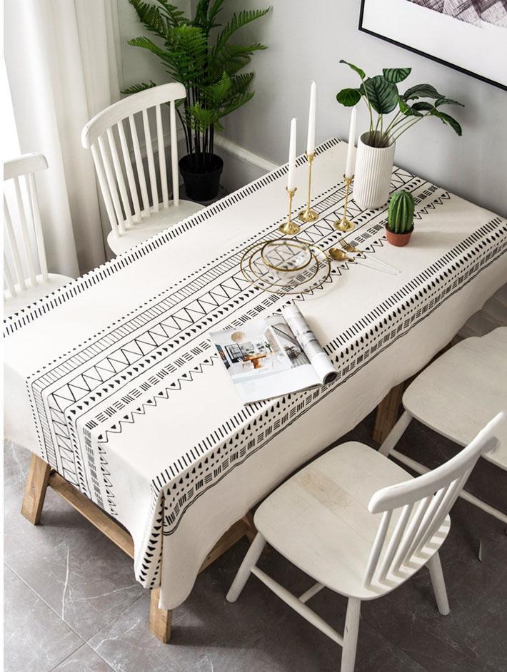 Nordic Cotton Linen Geometric Tablecloth Home Linen 