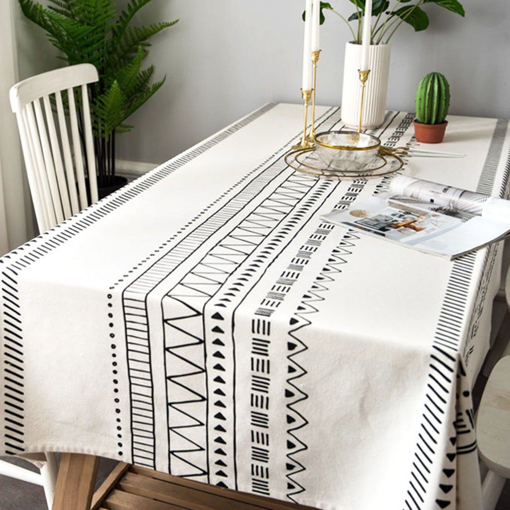 Nordic Cotton Linen Geometric Tablecloth Home Linen 