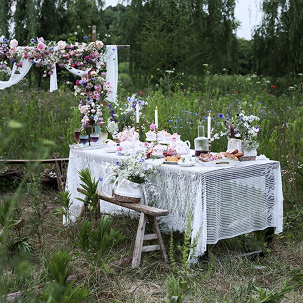 Nordic Farmhouse Style Lace Napkin Tablecloth Home Linen 