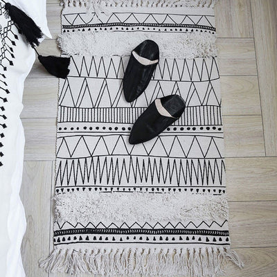 Nordic Moroccan Carpet Floor Mat Geometric Tassel Carpet