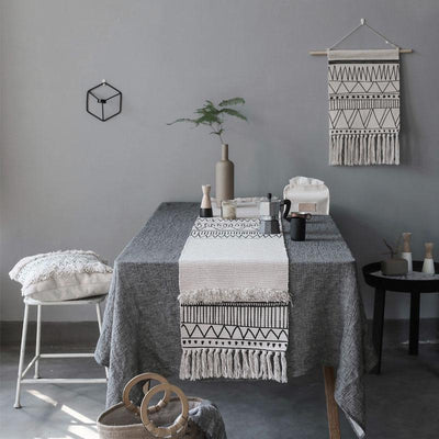 Nordic Moroccan Geometric Tassel Tufted Table Tablecloth