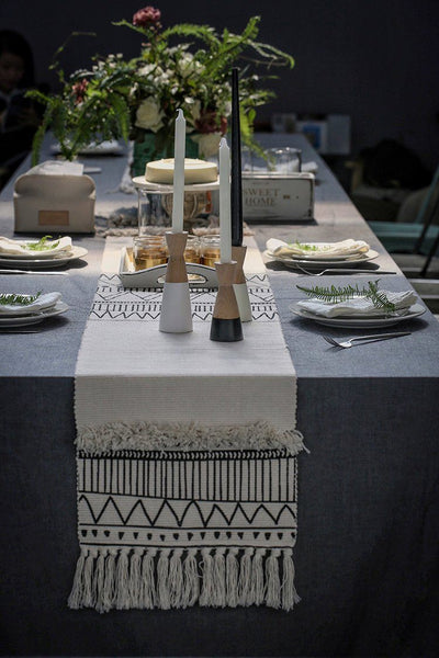 Nordic Moroccan Geometric Tassel Tufted Table Tablecloth Home Linen 