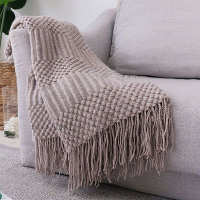Nordic Solid Color Sofa Tassel Blanket | Home Decoration Home Linen 