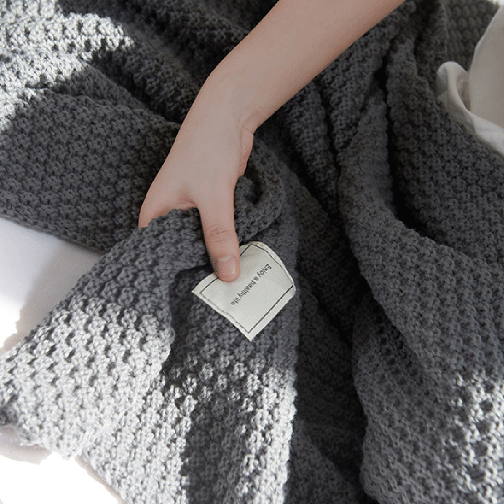 Nordic Style Leisure Knitted Sofa Blanket Home Linen 130cm*170cm Gray 