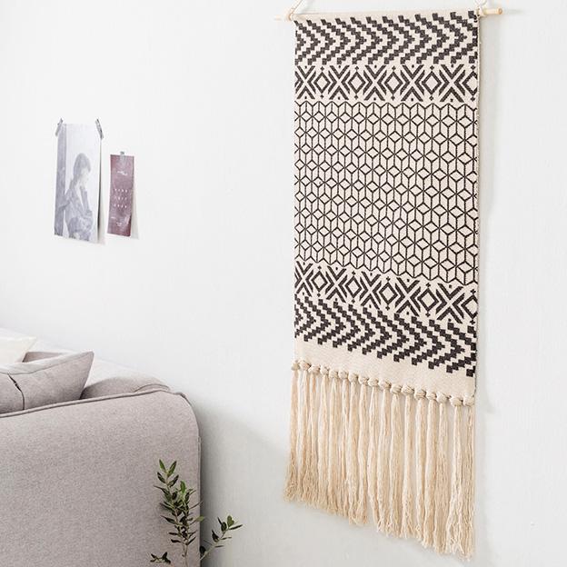 Nordic Tapestry Tassels Handmade Woven Background Wall Hanging Decoration