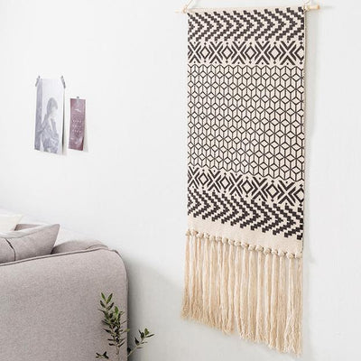 Nordic Tapestry Tassels Handmade Woven Background Wall Hanging Decoration Home Linen 70cm*50cm C 