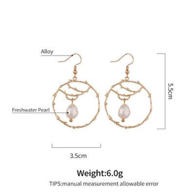 Original Hypoallergenic Natural Pearl Earrings Creative Alloy Fashion Jewelry ACCESSORIES 