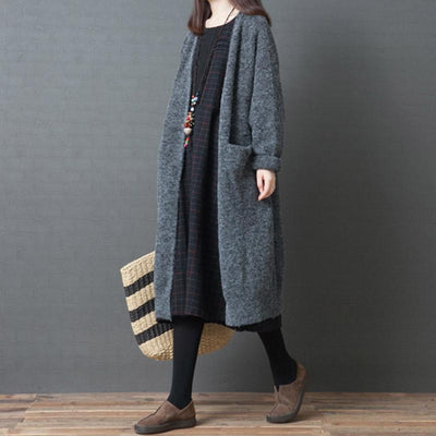 Over the knee Winter Loose Knit Sweater Cardigan Feb 2021 New-Arrival One Size Gray 
