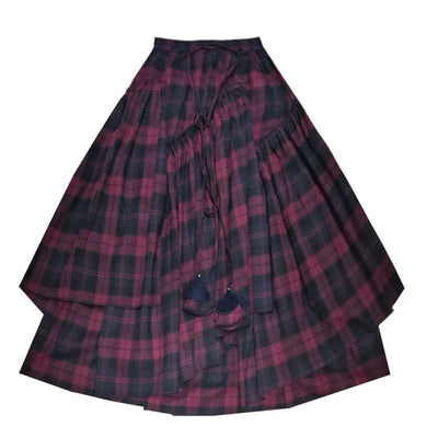 Plaid Irregular Design Swing Skirt
