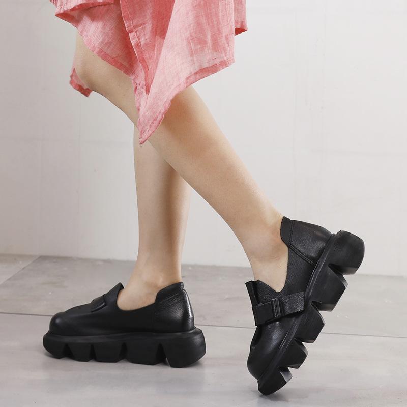 Platform Retro Leather Shoes With Belt Buckle March-2020-New Arrival 