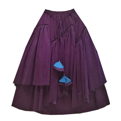 Pleated Irregular Design Swing Solid Skirt 2019 New December 