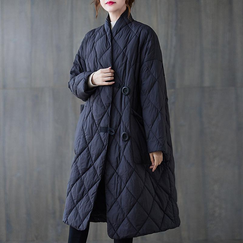 Plus Size Loose Retro Cotton Padded Winter Coat Dec 2021 New Arrival One Size Black 