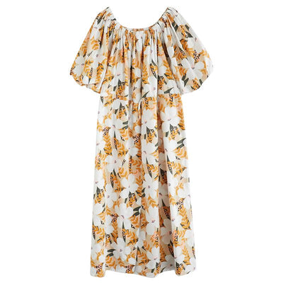 Plus Size Loose Summer Floral Cotton Dress July 2021 New-Arrival 