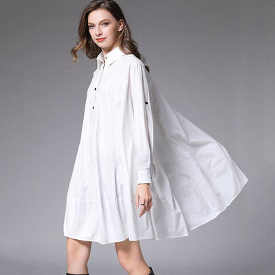 Plus Size Mid-length Loose Shirt Dress Women XL-4XL