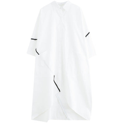 Plus Size Retro Loose Casual Cotton White Dress