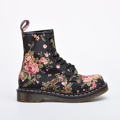 Plus Size Spring Autumn Floral Round Head Canvas Boots Nov 2021 New Arrival 