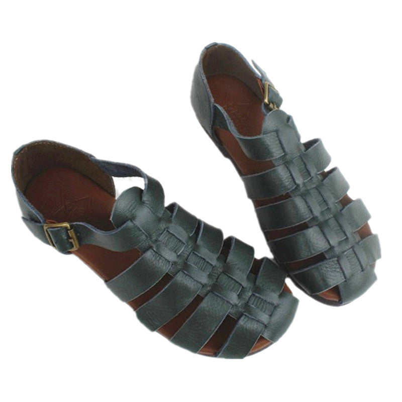 Plus Size Summer Plaited Leather Handmade Sandals Jun 2022 New Arrival 