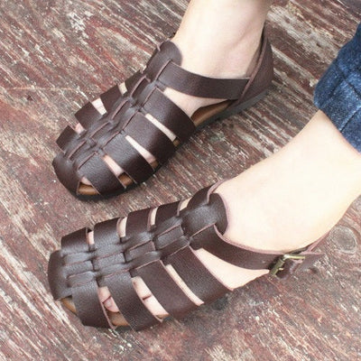 Plus Size Summer Plaited Leather Handmade Sandals