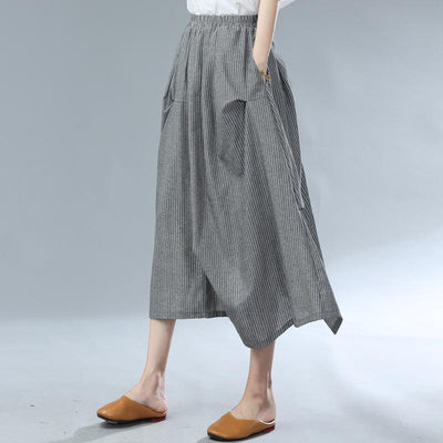 Plus Size Summer Stripe Irregular Cotton Skirt