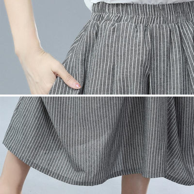 Plus Size Summer Stripe Irregular Cotton Skirt Aug 2021 New-Arrival 