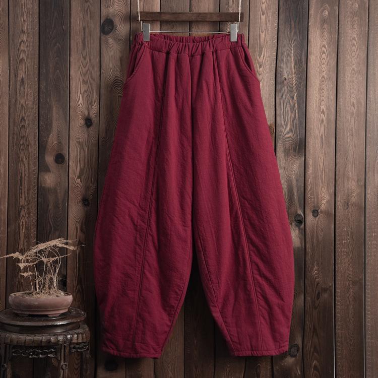 Plus Size Winter Retro Bloomers Cotton Padded Pants