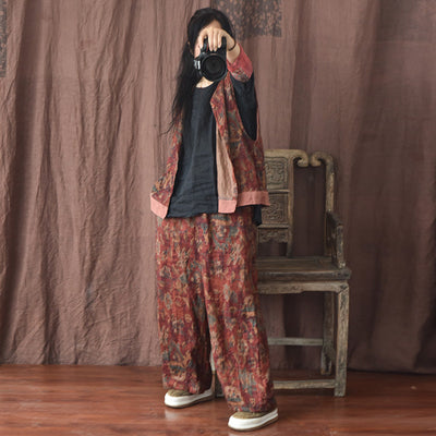 Plus Size Women Loose Linen Retro Pants