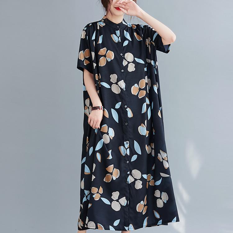 Plus Size Women's Printed Short-sleeved Long Shirt Dress March 2021 New-Arrival 