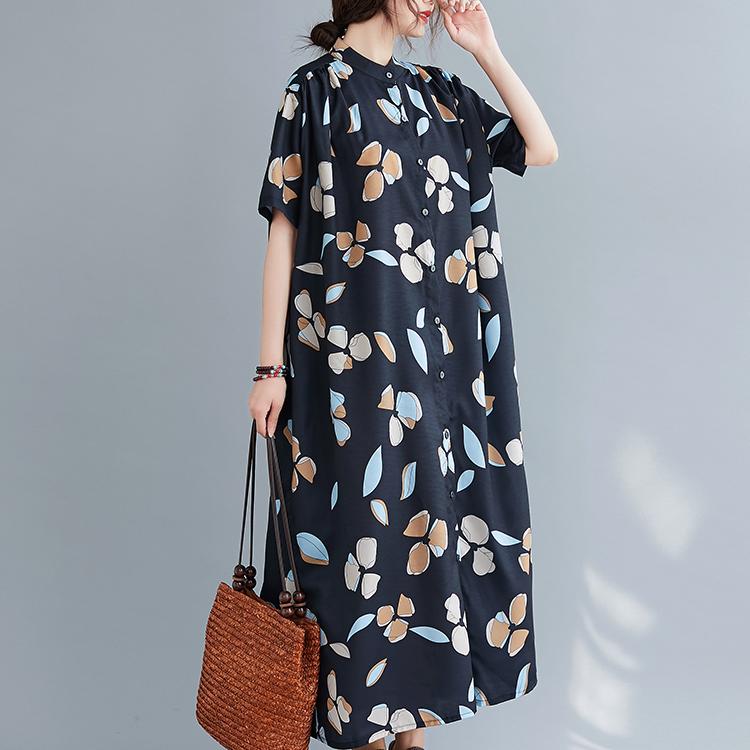Plus Size Women's Printed Short-sleeved Long Shirt Dress March 2021 New-Arrival 