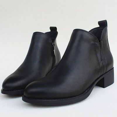Pointed Toe Leather Boots 2019 November New 35 Black 