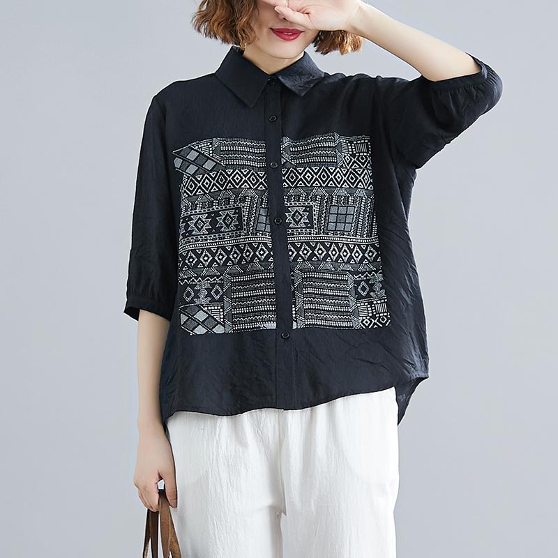 Printed Versatile Shirt With Seven-point Sleeves September