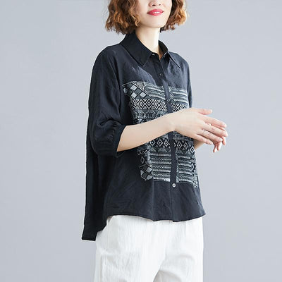 Printed Versatile Shirt With Seven-point Sleeves September
