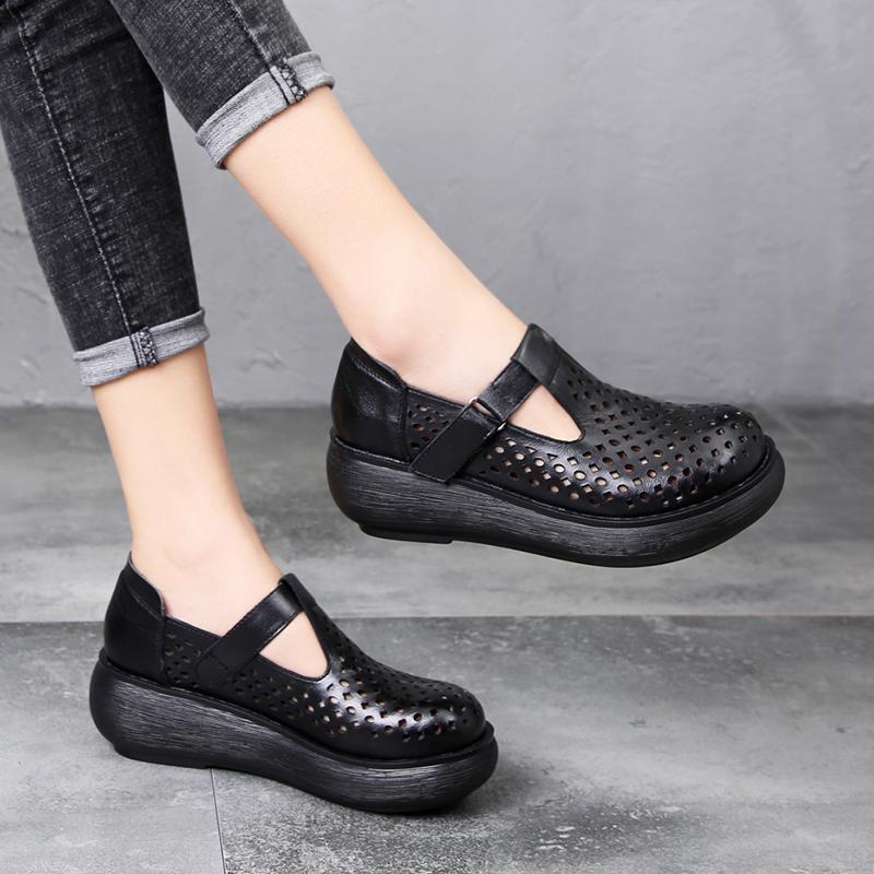Psoriasis Single Thick Bottom Round Women's Shoes 2019 March New Black 