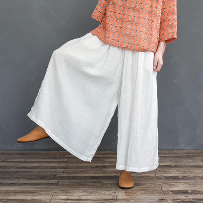 Pure Linen Large Size Cotton Linen Wide Leg Pants 2019 May New 