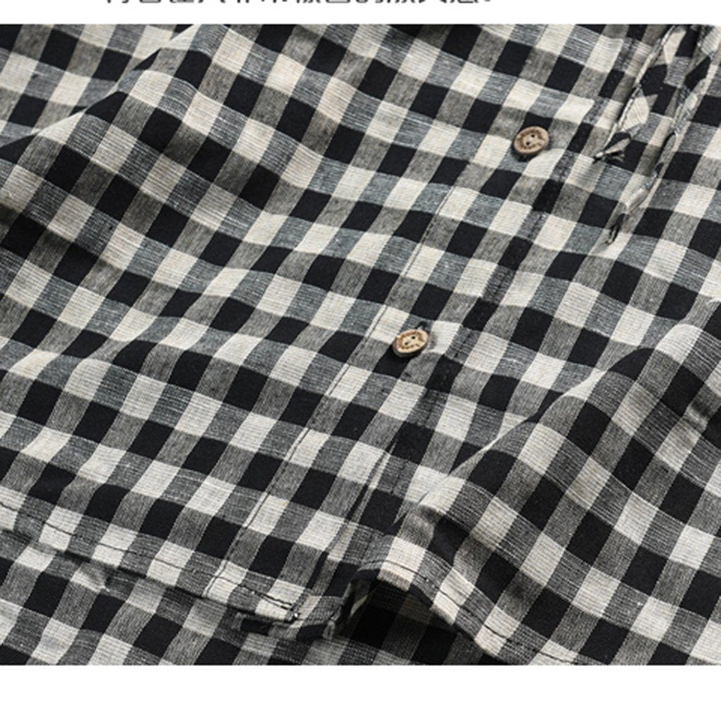 Ramie Plaid Long-Sleeved Shirt 2019 New December 