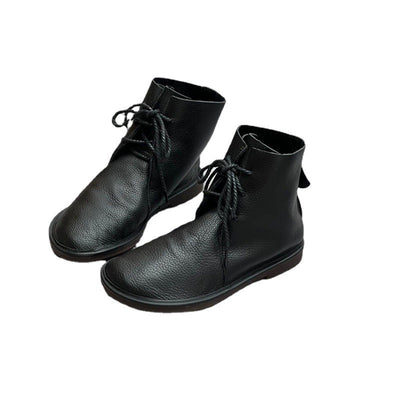 Retro Casual Leather Soft Autumn Flat Boots