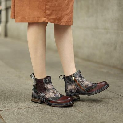 Retro Casual Patchwork Autumn Winter Ankle Boots