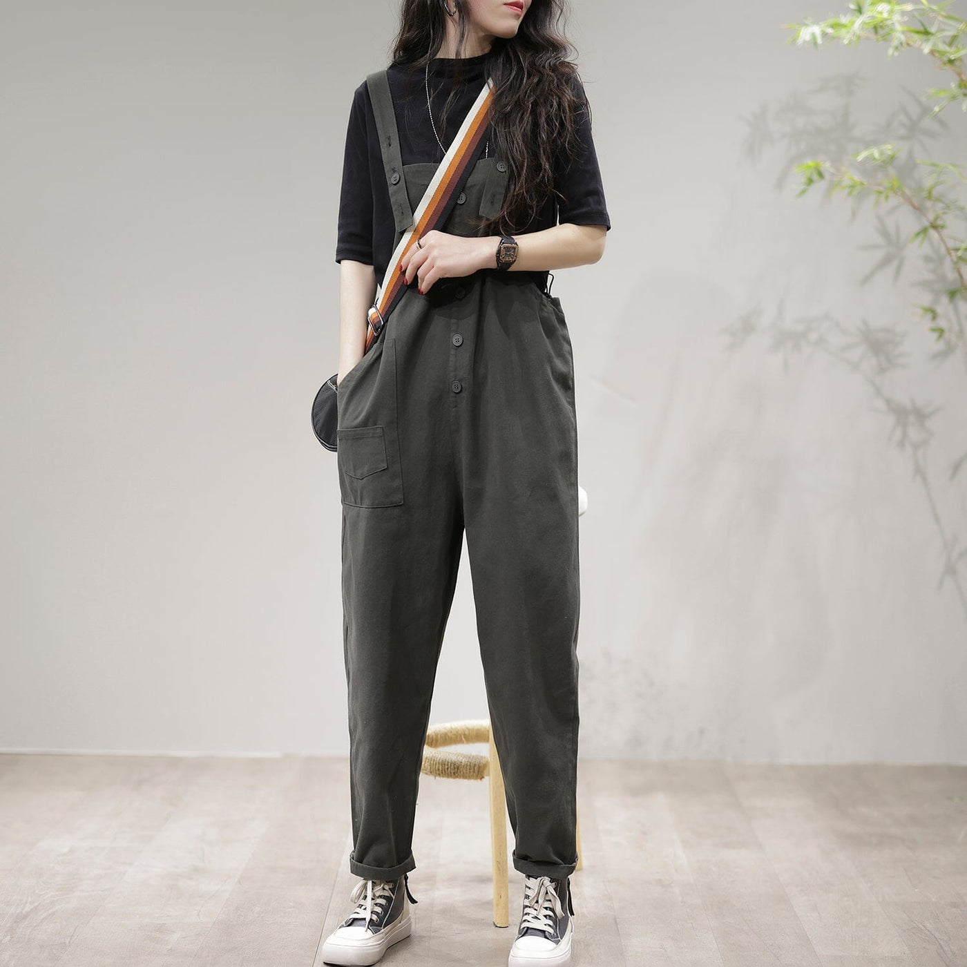 Retro Casual Spring Cotton Loose Jumpsuit Feb 2023 New Arrival 