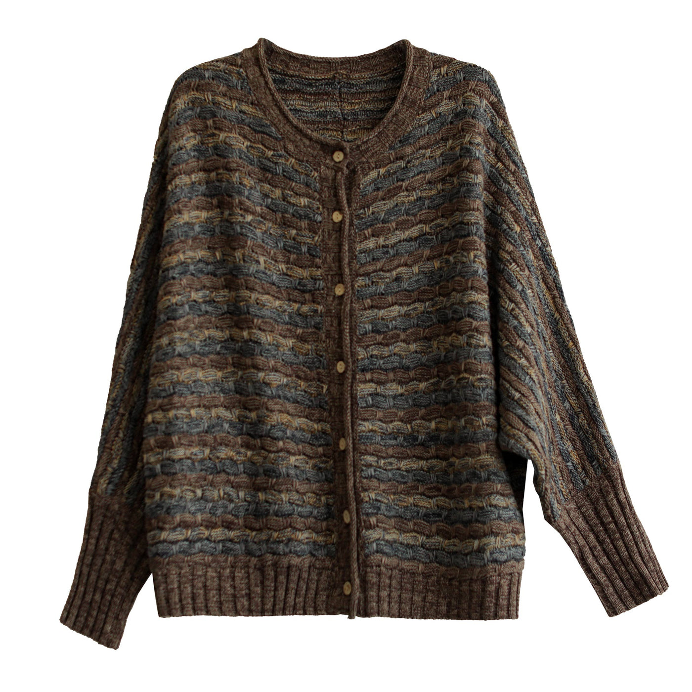 Retro Casual Stripe Cotton Knitted Cardigan