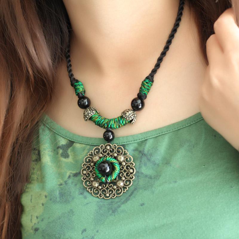 Retro Chain Accessories Ethnic Style Necklace ACCESSORIES 80cm Green 
