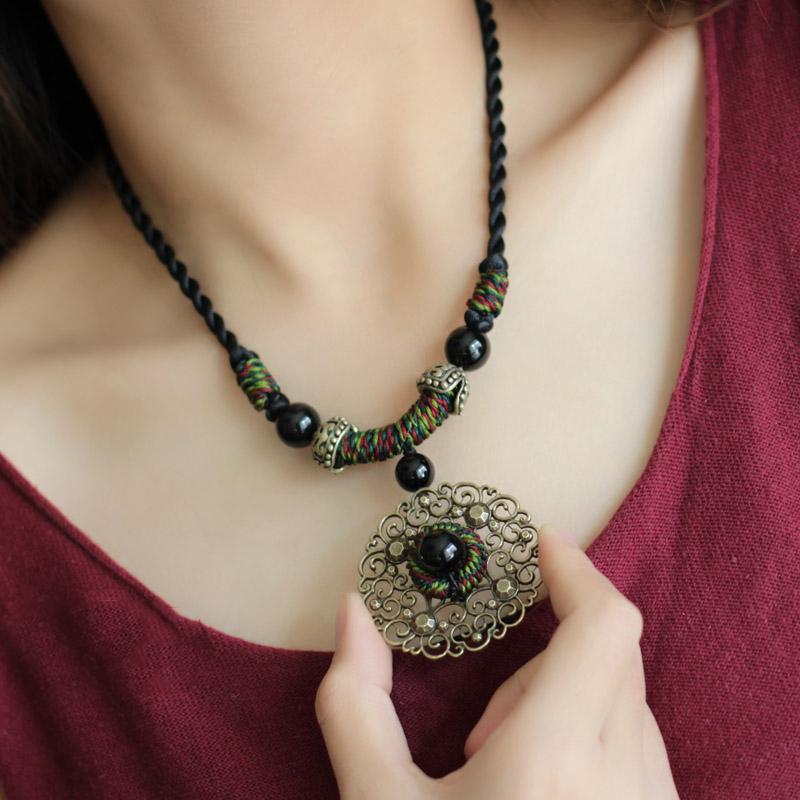Retro Chain Accessories Ethnic Style Necklace ACCESSORIES 80cm Green2 