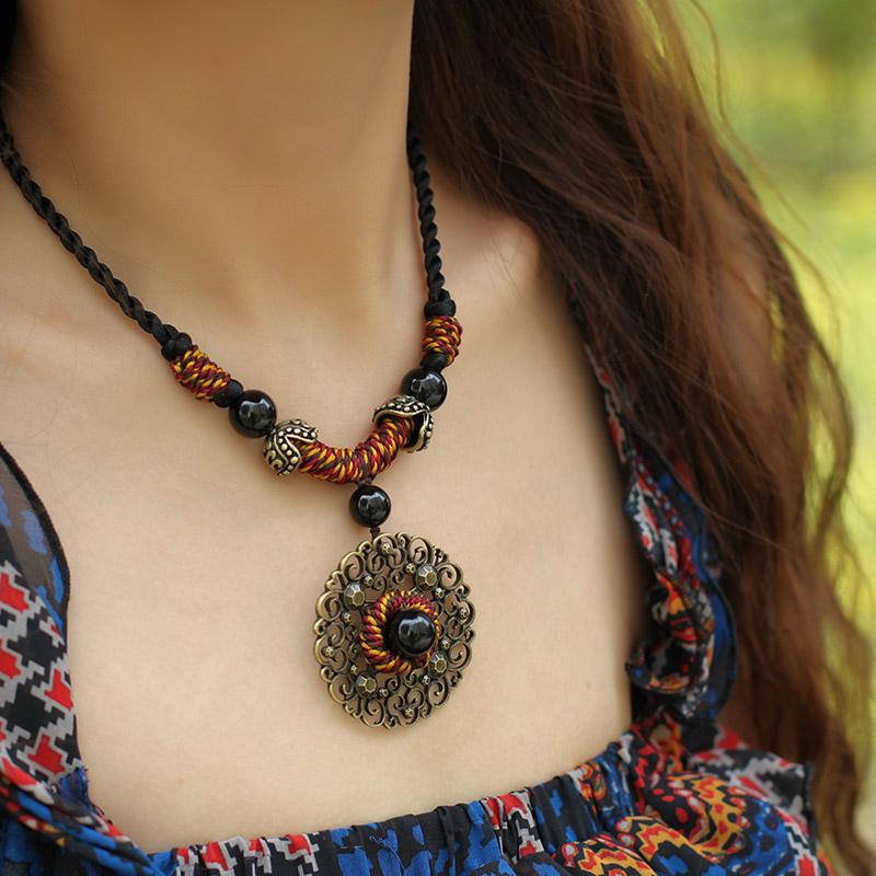 Retro Chain Accessories Ethnic Style Necklace ACCESSORIES 80cm Orange 