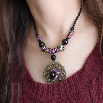 Retro Chain Accessories Ethnic Style Necklace ACCESSORIES 80cm Purple 